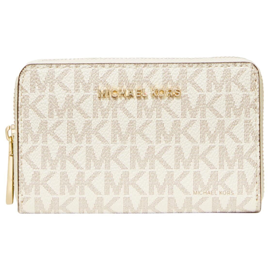 5622 Jet Set Small Zip Around Card Case, Gold-Tone Hardware/Vanilla/Acorn